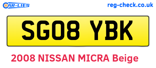 SG08YBK are the vehicle registration plates.