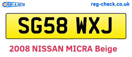 SG58WXJ are the vehicle registration plates.
