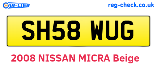 SH58WUG are the vehicle registration plates.