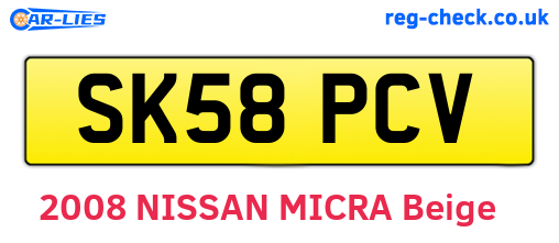 SK58PCV are the vehicle registration plates.