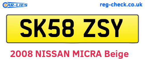 SK58ZSY are the vehicle registration plates.