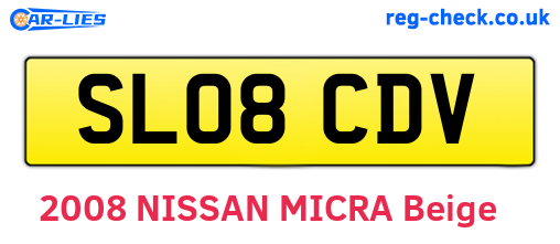 SL08CDV are the vehicle registration plates.