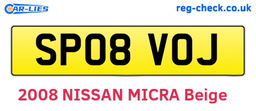 SP08VOJ are the vehicle registration plates.