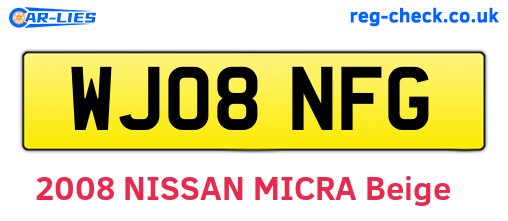 WJ08NFG are the vehicle registration plates.