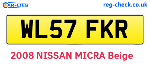 WL57FKR are the vehicle registration plates.