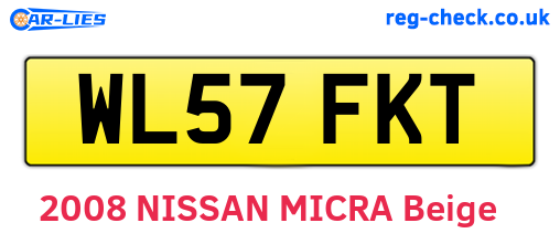 WL57FKT are the vehicle registration plates.