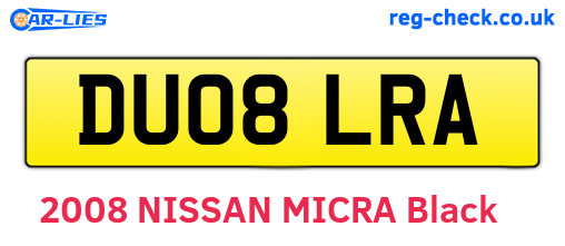DU08LRA are the vehicle registration plates.