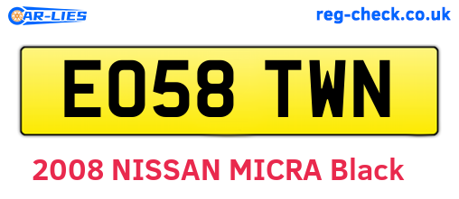 EO58TWN are the vehicle registration plates.