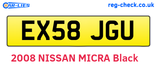 EX58JGU are the vehicle registration plates.