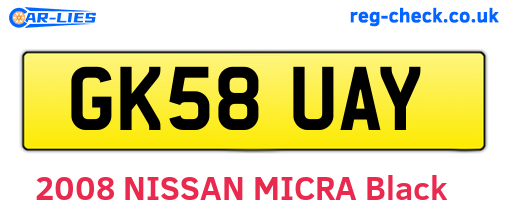 GK58UAY are the vehicle registration plates.