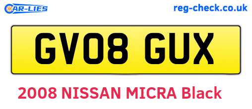 GV08GUX are the vehicle registration plates.