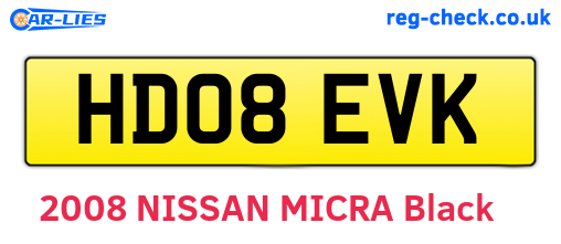 HD08EVK are the vehicle registration plates.