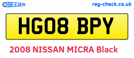 HG08BPY are the vehicle registration plates.
