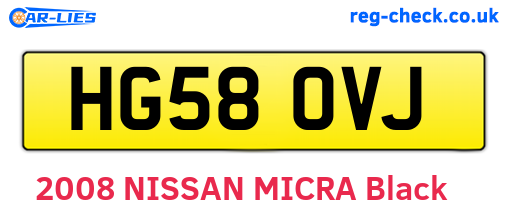 HG58OVJ are the vehicle registration plates.