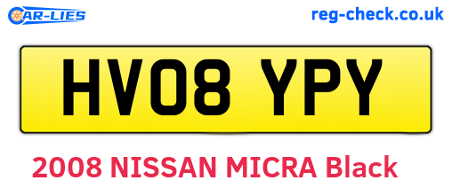 HV08YPY are the vehicle registration plates.