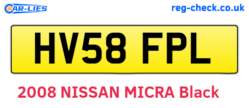 HV58FPL are the vehicle registration plates.