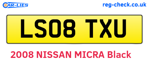 LS08TXU are the vehicle registration plates.