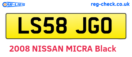 LS58JGO are the vehicle registration plates.
