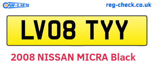 LV08TYY are the vehicle registration plates.