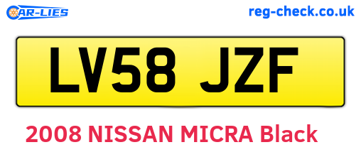 LV58JZF are the vehicle registration plates.