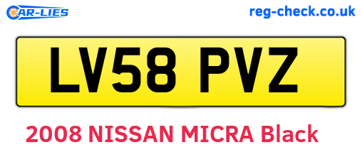 LV58PVZ are the vehicle registration plates.