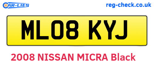 ML08KYJ are the vehicle registration plates.
