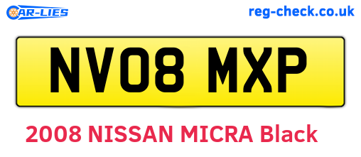 NV08MXP are the vehicle registration plates.