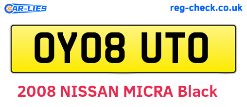 OY08UTO are the vehicle registration plates.