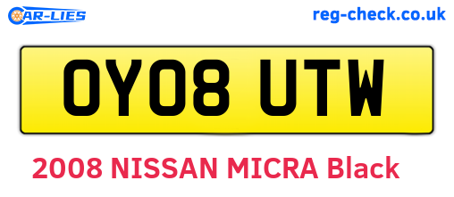 OY08UTW are the vehicle registration plates.