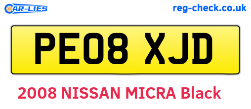 PE08XJD are the vehicle registration plates.