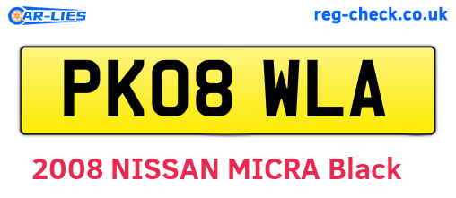 PK08WLA are the vehicle registration plates.