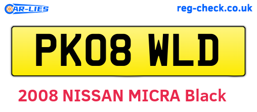 PK08WLD are the vehicle registration plates.
