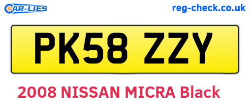 PK58ZZY are the vehicle registration plates.