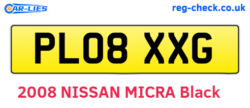 PL08XXG are the vehicle registration plates.