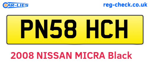 PN58HCH are the vehicle registration plates.