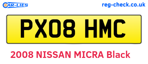 PX08HMC are the vehicle registration plates.