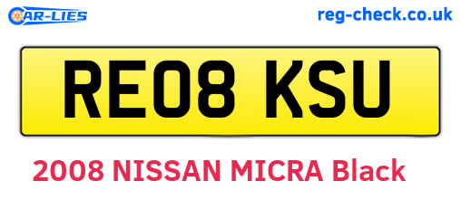 RE08KSU are the vehicle registration plates.