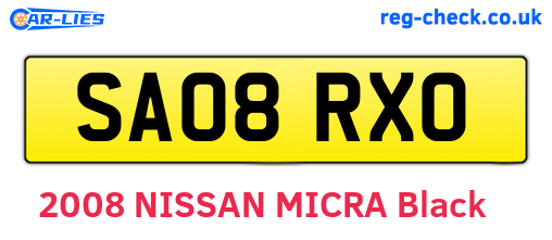 SA08RXO are the vehicle registration plates.