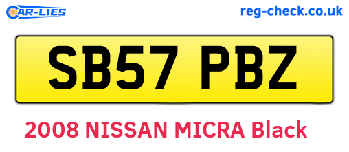 SB57PBZ are the vehicle registration plates.