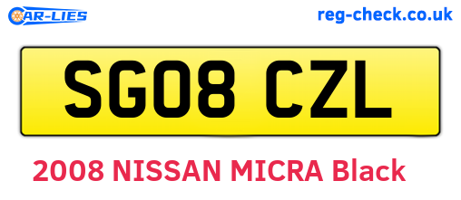 SG08CZL are the vehicle registration plates.