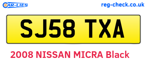SJ58TXA are the vehicle registration plates.