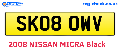 SK08OWV are the vehicle registration plates.