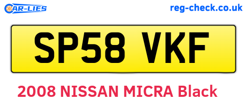 SP58VKF are the vehicle registration plates.