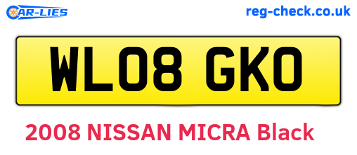 WL08GKO are the vehicle registration plates.