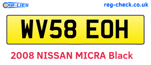WV58EOH are the vehicle registration plates.