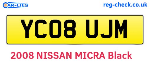 YC08UJM are the vehicle registration plates.
