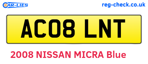 AC08LNT are the vehicle registration plates.