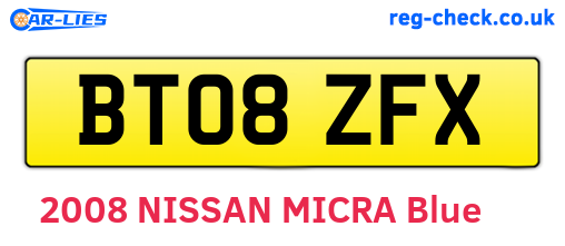 BT08ZFX are the vehicle registration plates.
