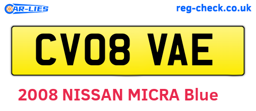 CV08VAE are the vehicle registration plates.