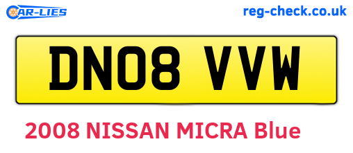 DN08VVW are the vehicle registration plates.